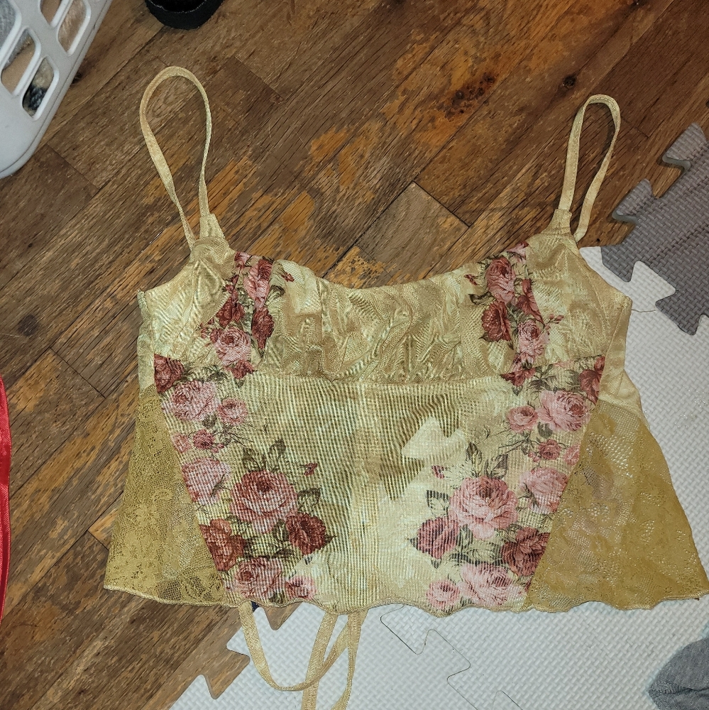 Floral mesh top